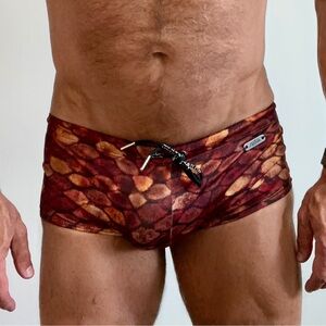 Men's Brown Squarecut Swim Trunks